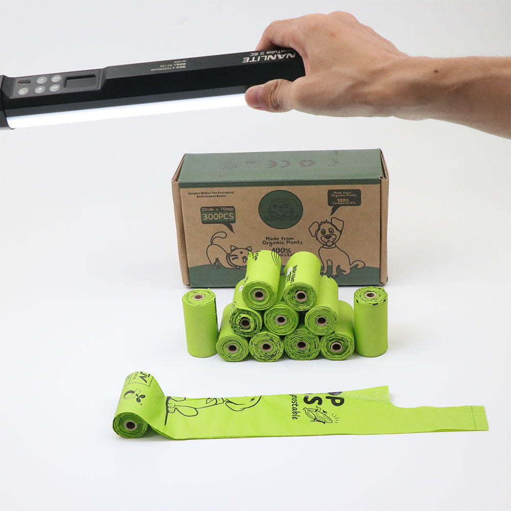 Light green biodegradable poop bag portable pet litter bag