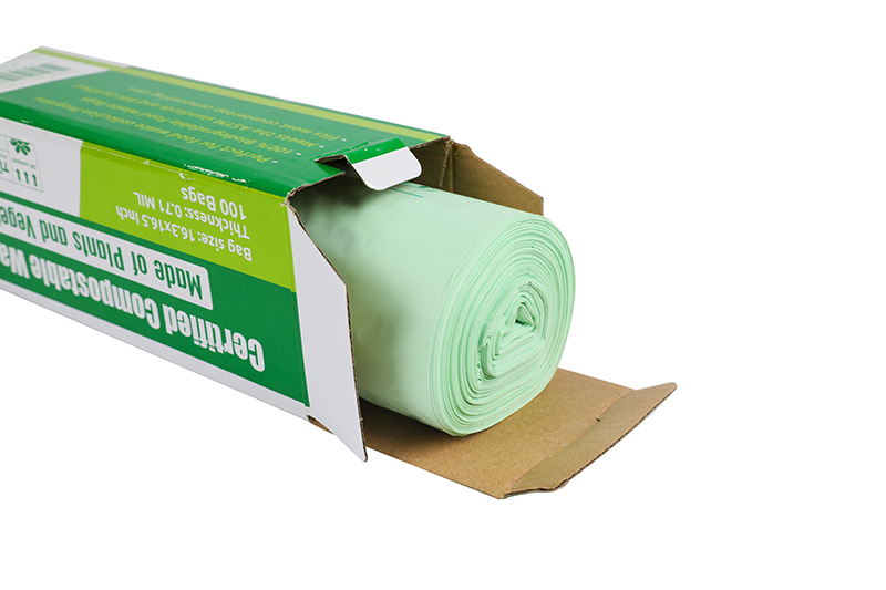 Green boxed flat garbage bag