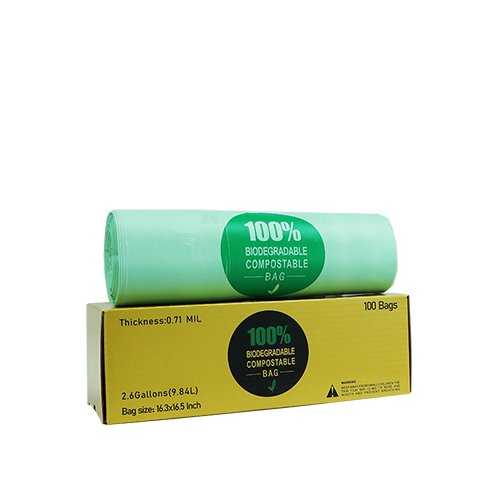 Boxed flat mouth biodegradable garbage bag