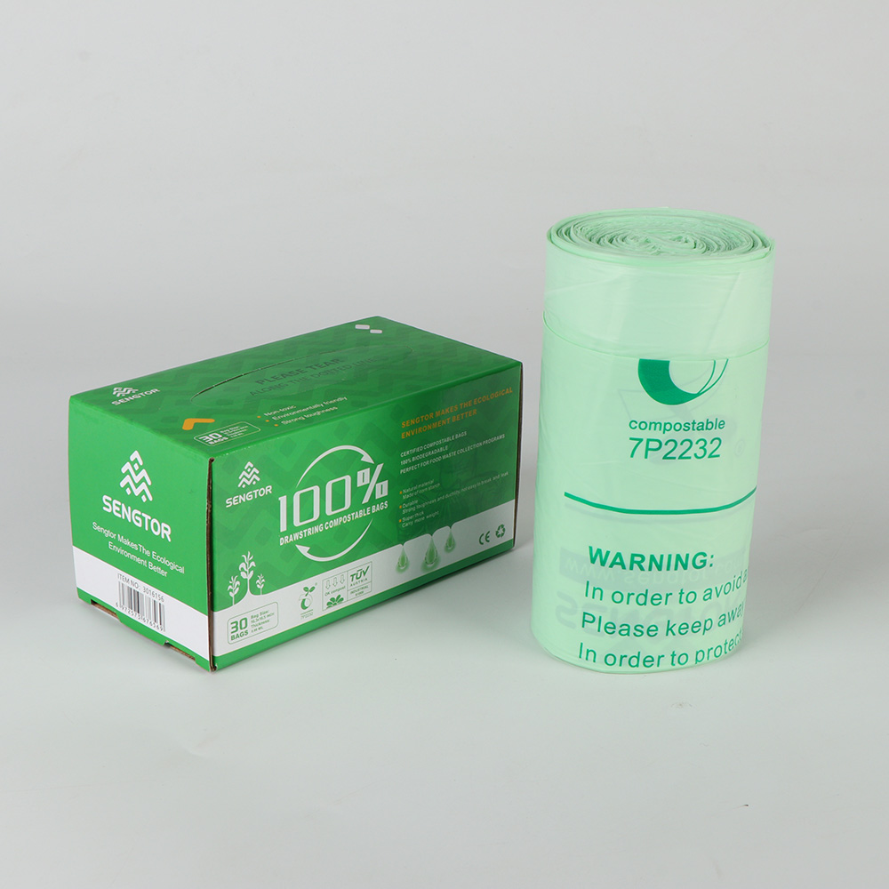 Biodegradable garbage sorting drawstring bag