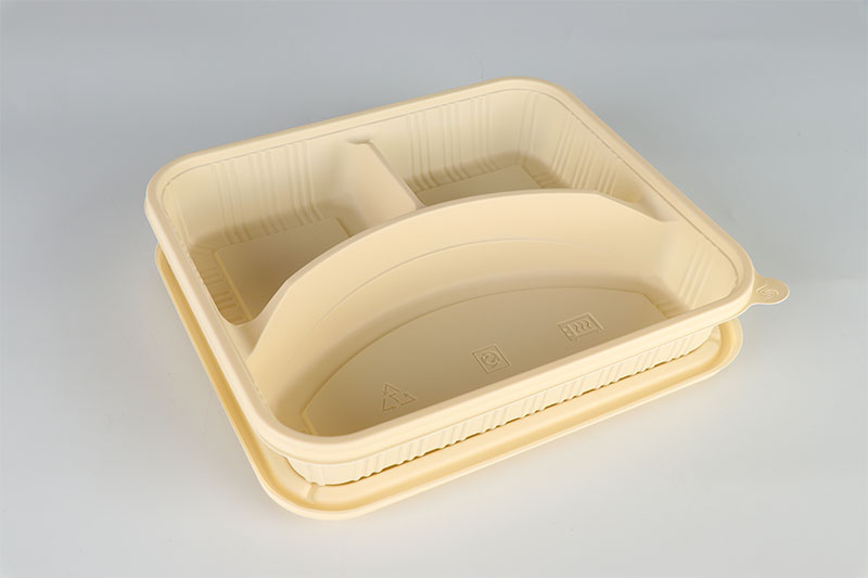 Safety Restaurant Biodegradable 3 Grid Food Container Disposable Lunch Box